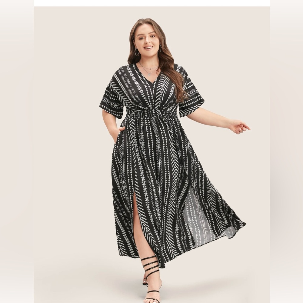 Black and White tribal print dress with pockets